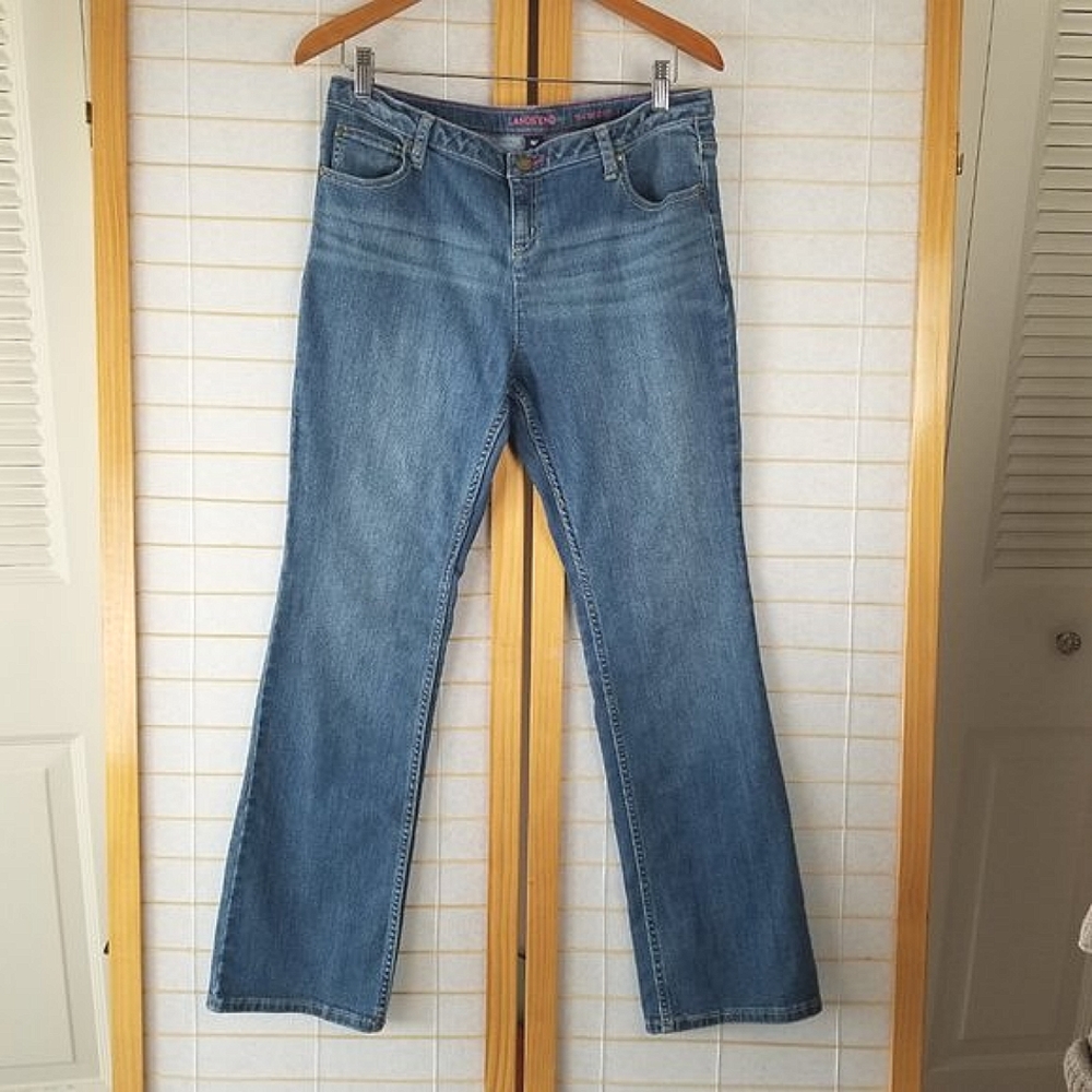 Lands' End Jeans girls Size 16 Blue Denim Comfort Waist Bootcut